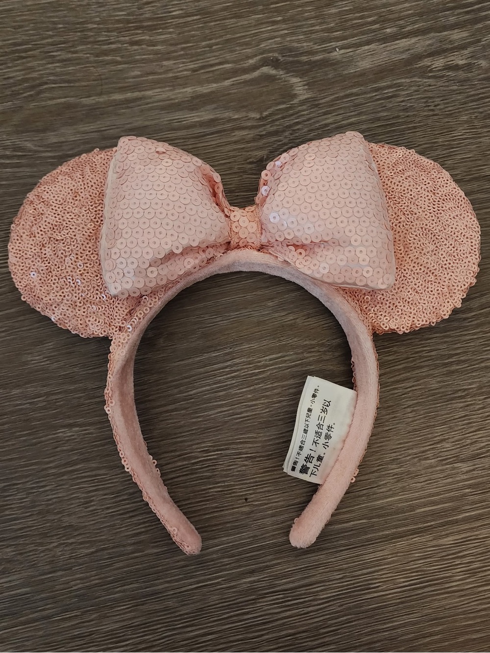 Women’s Pink Sequin Mouse Ear Headband with Bow